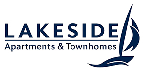 A logo for Lakeside Apartments & Townhomes with a sailboat.